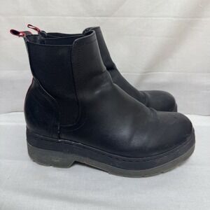 MIA Cayson Black Faux Leather Chunky Lug Sole Platform Chelsea Boot US 8
